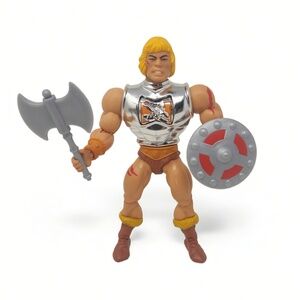 Mattel MOTU Origins Flying Fists He-Man Figure Battle Damage 5.5" Chrome